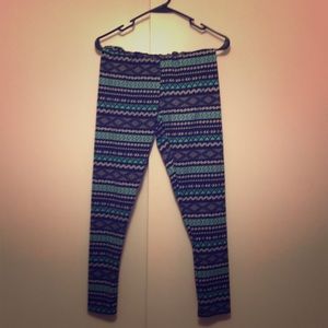 Mint Green, Black and White Aztec Print Leggings
